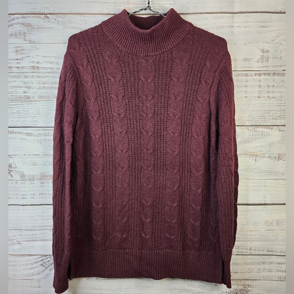 Banana Republic Burgundy Cable Knit Turtleneck Sweater